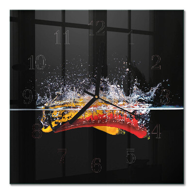 Square kitchen clock Chili peppers