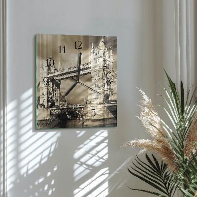Square wall clock London Bridge in sepia