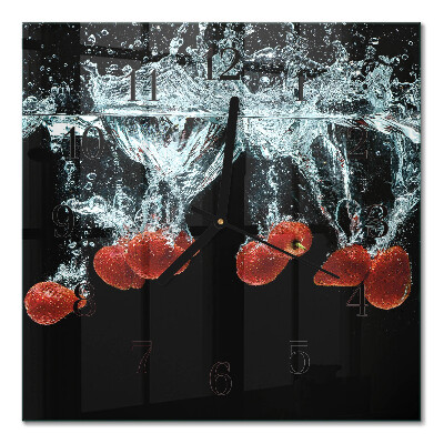 Square wall clock Strawberries