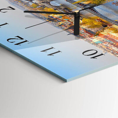 Glass wall clock square Prague