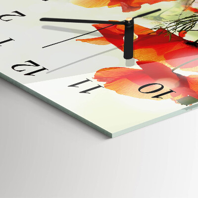 Square kitchen clock Poppies