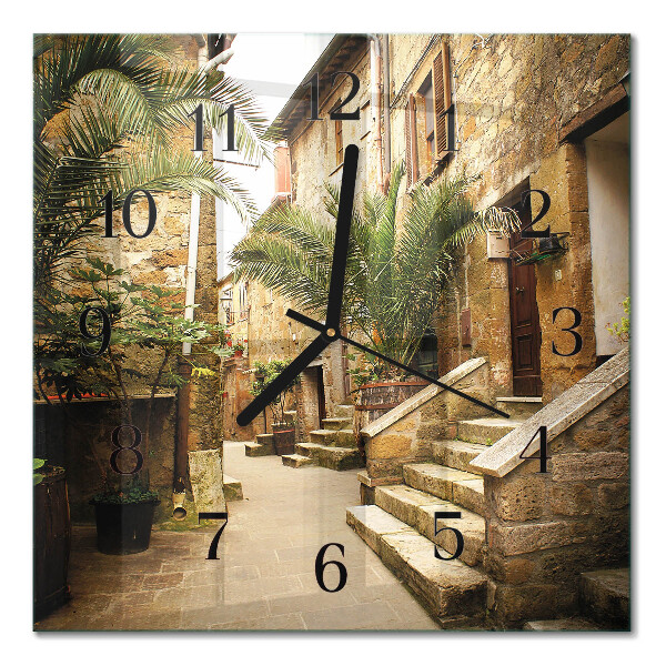 Glass wall clock square Palm Avenue