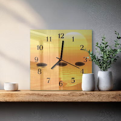 Glass clock square Water sun