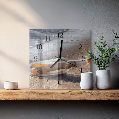 Square wall clock Message in a Bottle