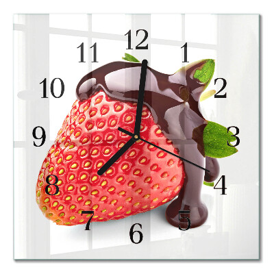Glass wall clock square Strawberry chocolate