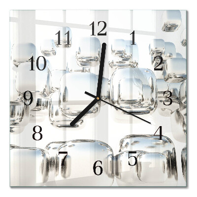 Glass clock square 3D cube