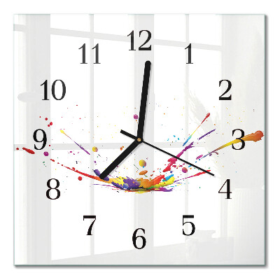 Glass wall clock square Stains