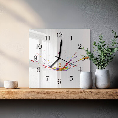 Glass wall clock square Stains