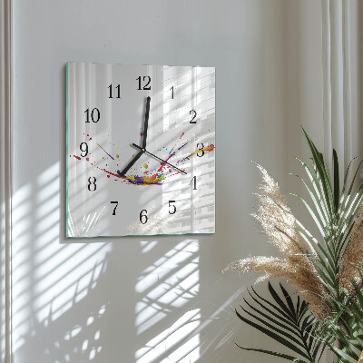 Glass wall clock square Stains