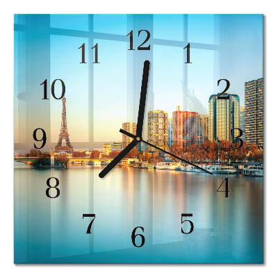Glass clock square Eiffel Tower Paris