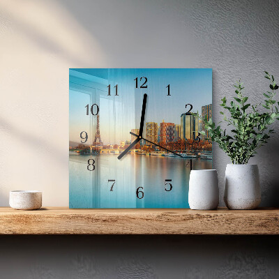 Glass clock square Eiffel Tower Paris