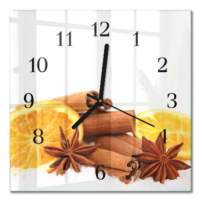 Glass wall clock square Vanilla with lemon