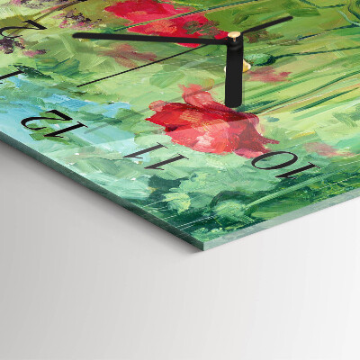 Square wall clock Poppies