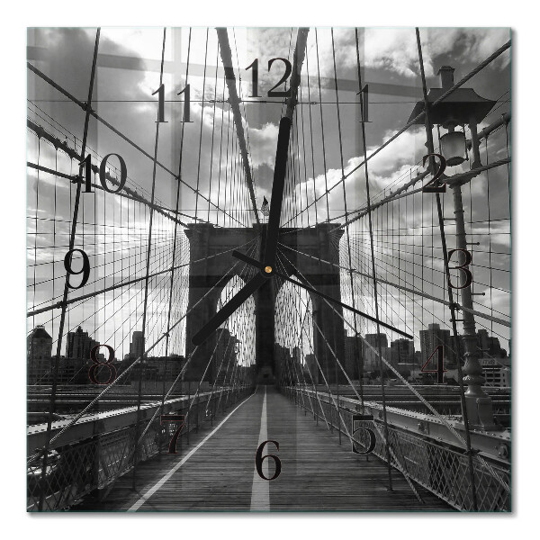 Glass wall clock square Bridge