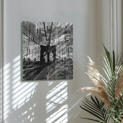 Glass wall clock square Bridge