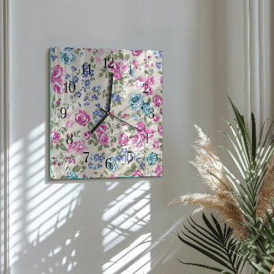Square kitchen clock Roses