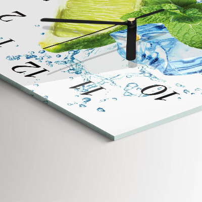 Glass clock square Lime and mint