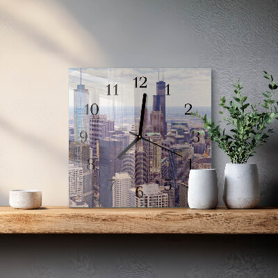 Glass wall clock square Horizon