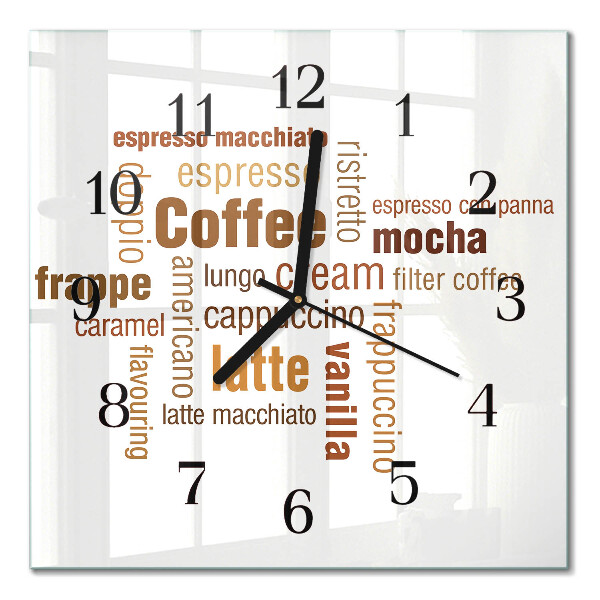 Glass clock square Coffee