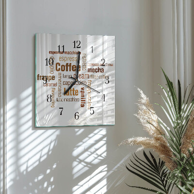Glass clock square Coffee