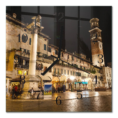 Square kitchen clock Night city