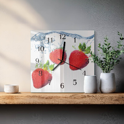Square wall clock Strawberries