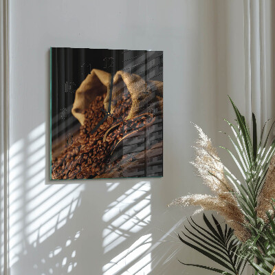 Glass clock square Coffee beans