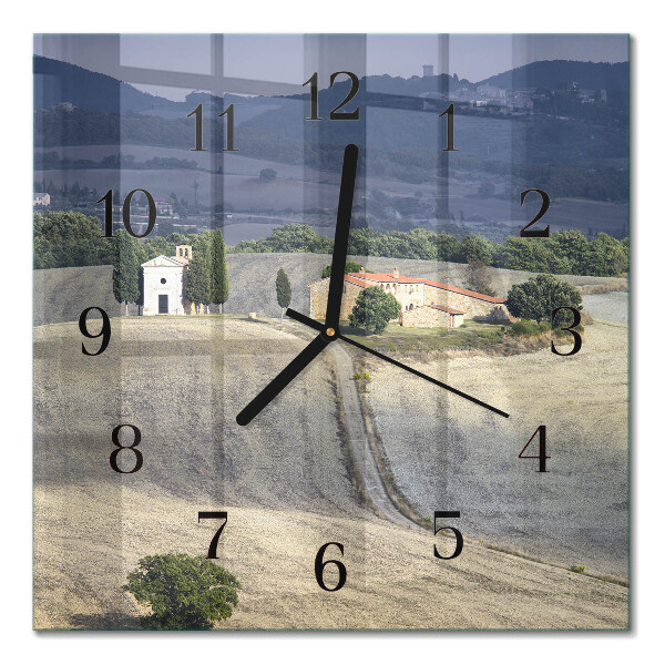 Glass wall clock square Landscape