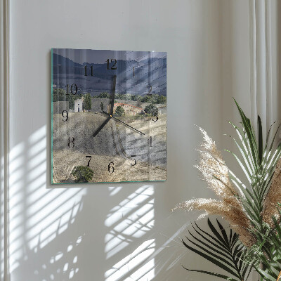 Glass wall clock square Landscape