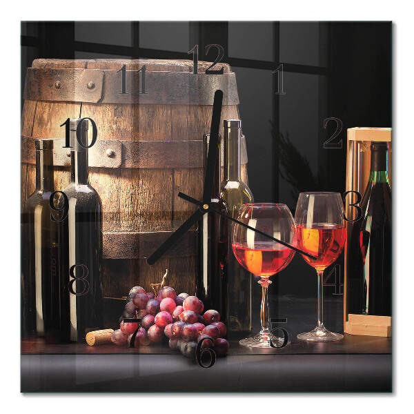 Square kitchen clock A barrel of wine