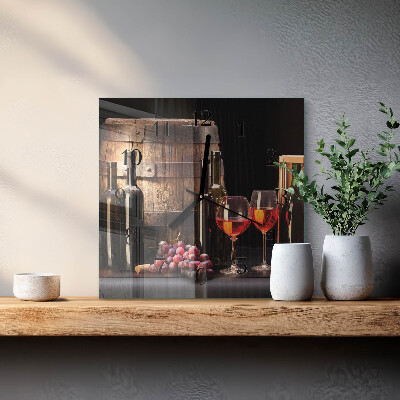 Square kitchen clock A barrel of wine