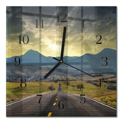 Square wall clock Mountain Path