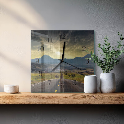 Square wall clock Mountain Path