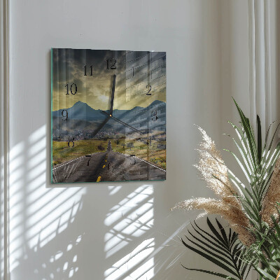 Square wall clock Mountain Path