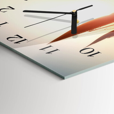 Glass clock square Sailboat