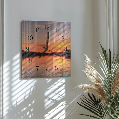 Square wall clock Sunset