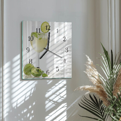 Glass wall clock square Calcium carbonate