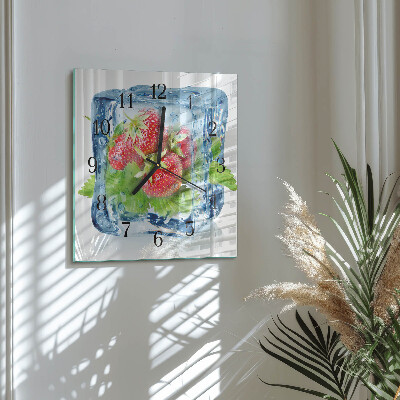 Square kitchen clock Strawberry ice cream