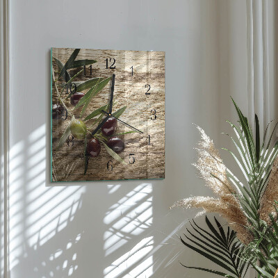 Glass clock square Olives