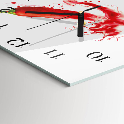 Glass wall clock square Chili pepper