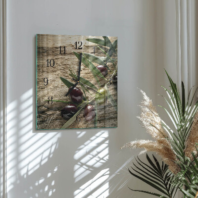 Glass clock square Olives