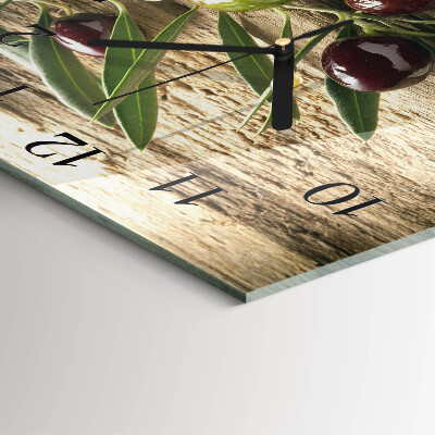 Glass clock square Olives
