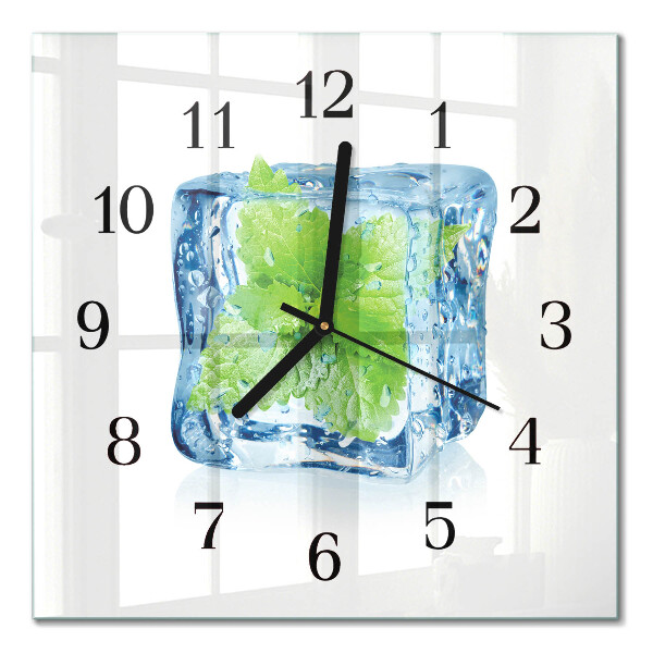 Glass wall clock square Ice mint