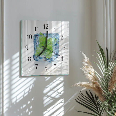 Glass wall clock square Ice mint