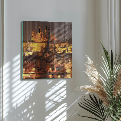 Glass wall clock square Prague