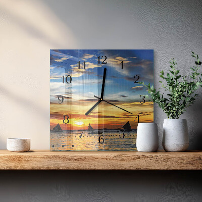 Glass clock square Sunset