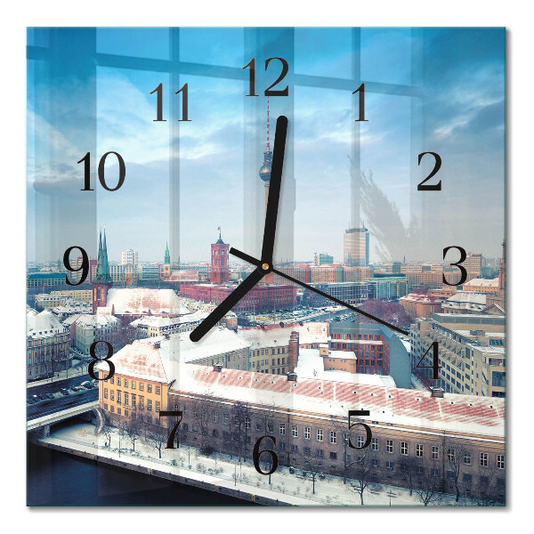 Square kitchen clock Winter city