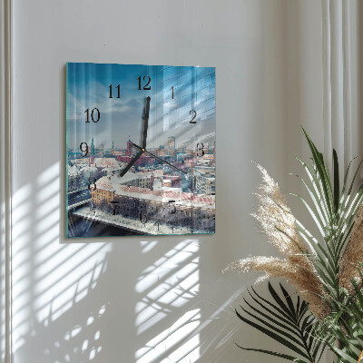 Square kitchen clock Winter city