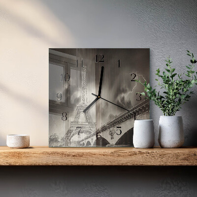 Glass clock square Paris