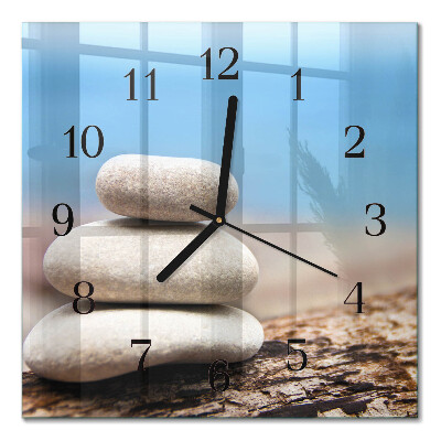 Glass clock square Stones